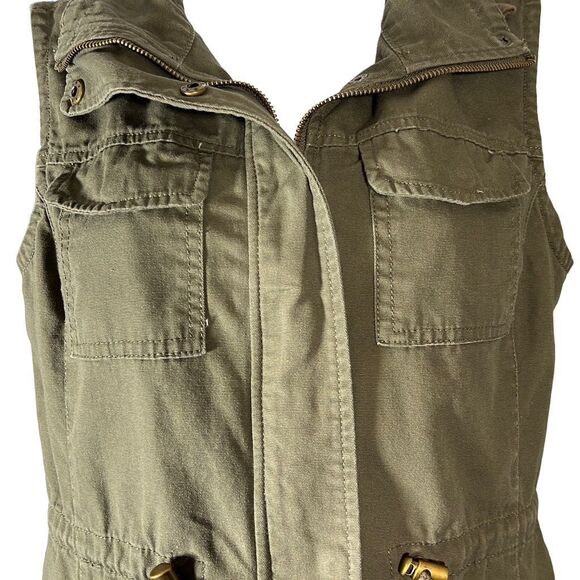 American Rag Cie Women's Full Zip Vest Utility Front Pockets Army Green Small - Picture 4 of 6